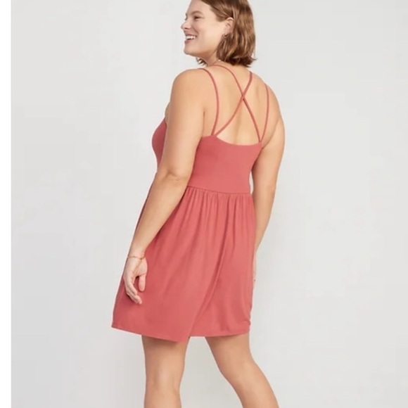 Old navy dress criss cross fit n flare stretch Chic Black Strappy 3x NWT - Picture 5 of 5